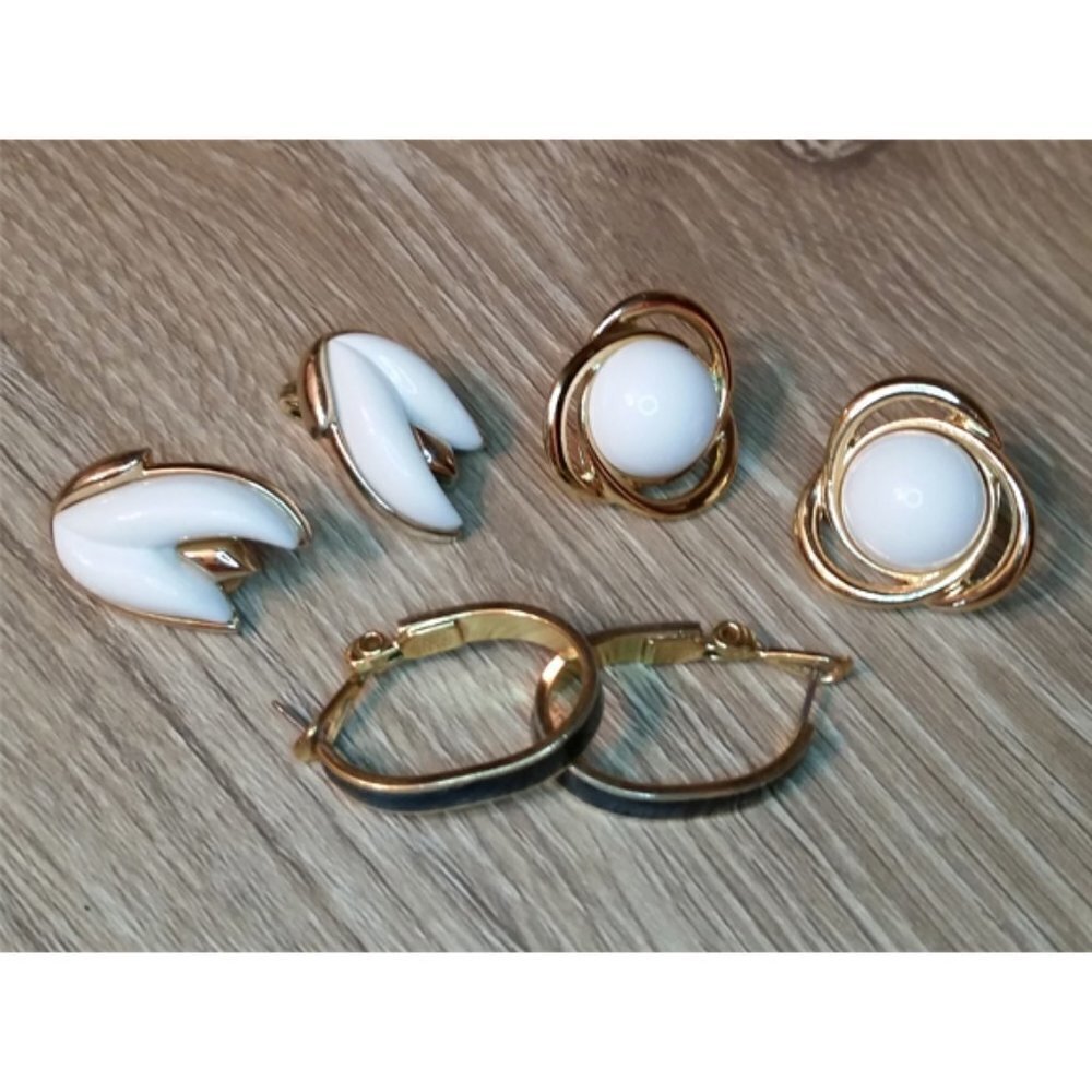 BUNDLE lot 3 Vintage Monet Earrings Gold Tone  Dressy Statement to Casual.